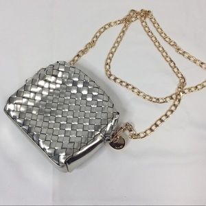 Small silver weave cross body purse